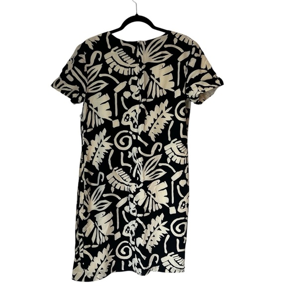 Maggy London by Kenneth Nolan Silk Dress Black Cream Floral Abstract Size 8 - Picture 2 of 6